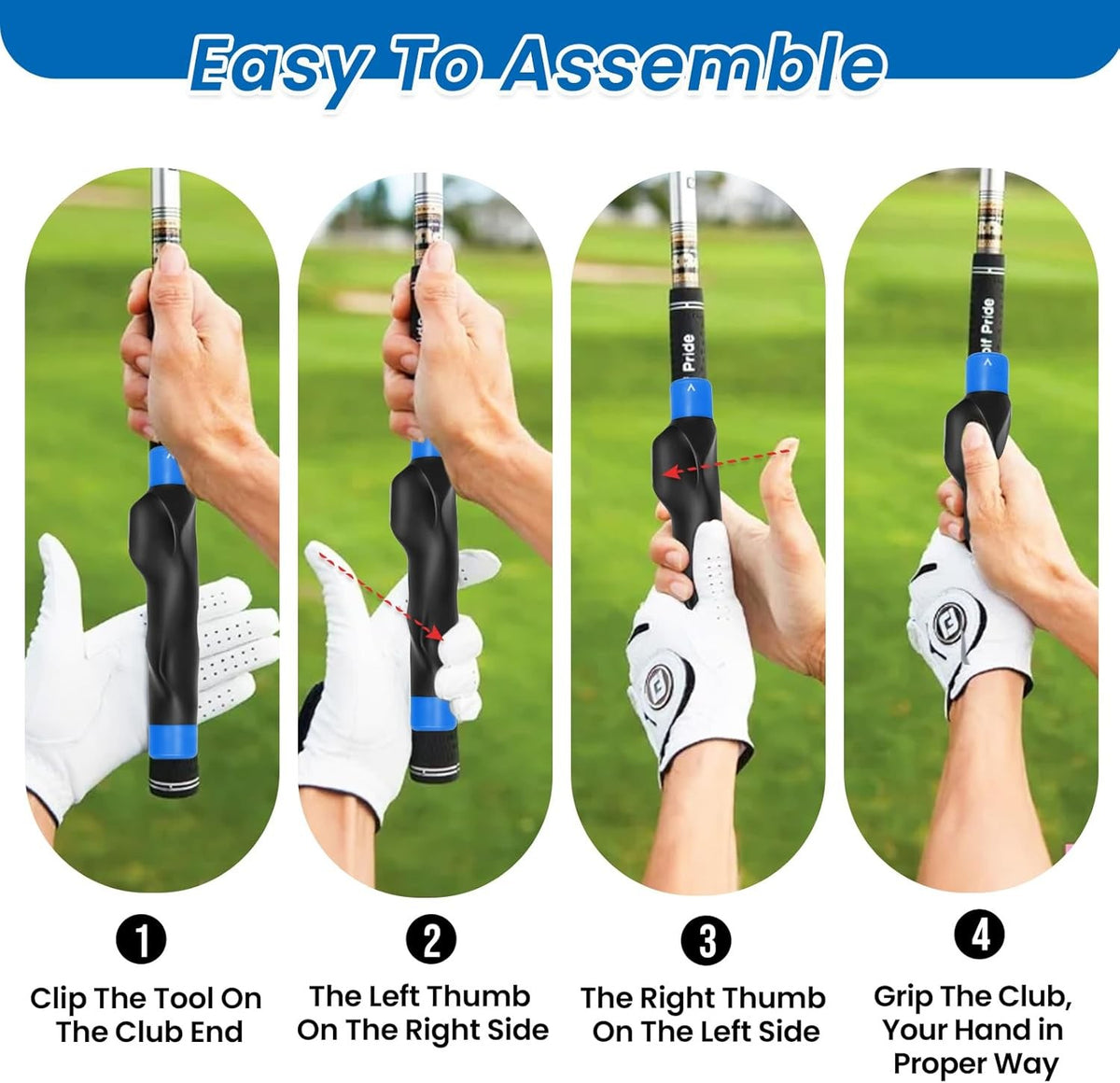 Golf Grip Trainer Clip-On Swing Aid for Proper Hand Positioning - Beginner