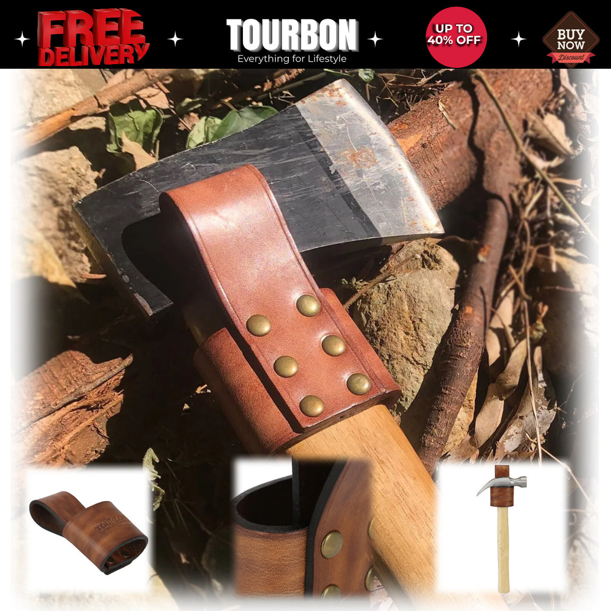 Leather Axe Holster Tool Belt Pouch for Hunting & Camping Gear
