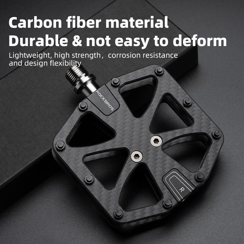 Carbon Fiber Bike Pedals with Titanium Core for Road & Mountain Bikes