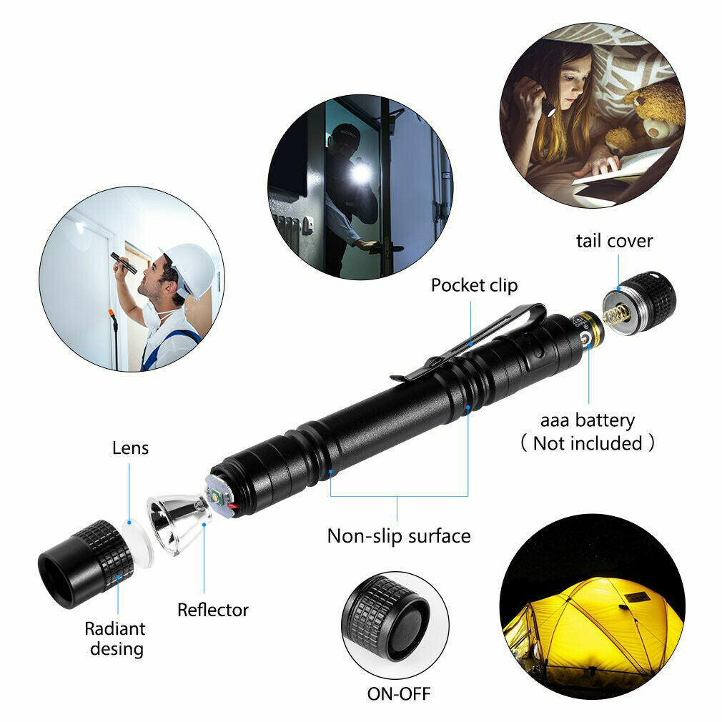 Mini LED Tactical Flashlight 900000LM Penlight Portable Waterproof Torch
