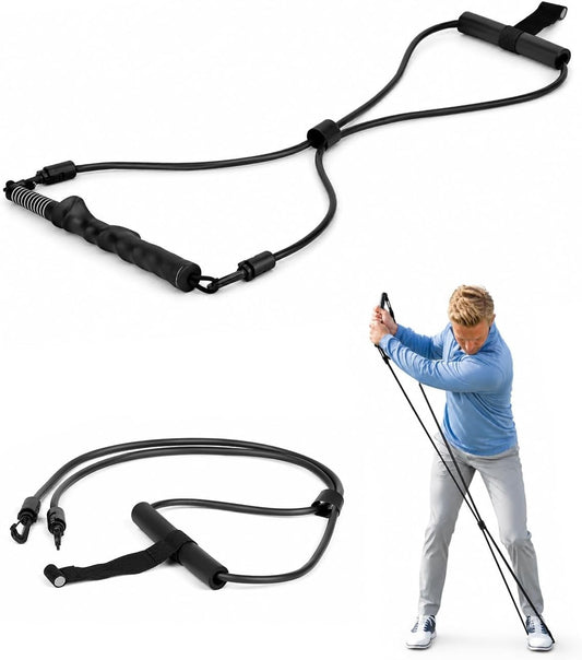 Golf Swing Resistance Band Trainer with Grip Handle for Right-Hand Practice
