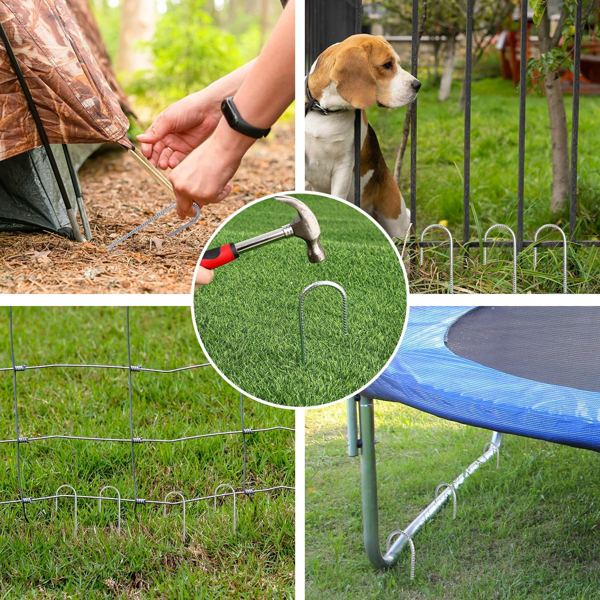 Heavy Duty Galvanized Rebar Stakes 12 Inch J Hook Tent & Landscape Stakes