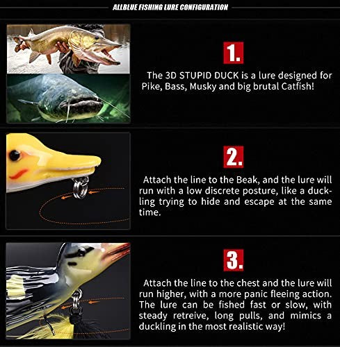 Topwater Fishing Lure 3D Duckling Floating Bait for Pike Bass Musky