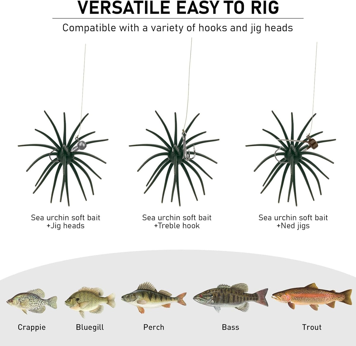 Sea Urchin Soft Plastic Fishing Lures Set for Saltwater and Freshwater