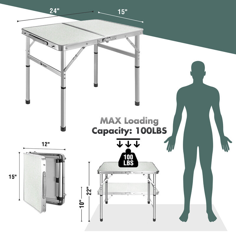 Portable Folding Camping Table with Adjustable Legs Lightweight Outdoor Table