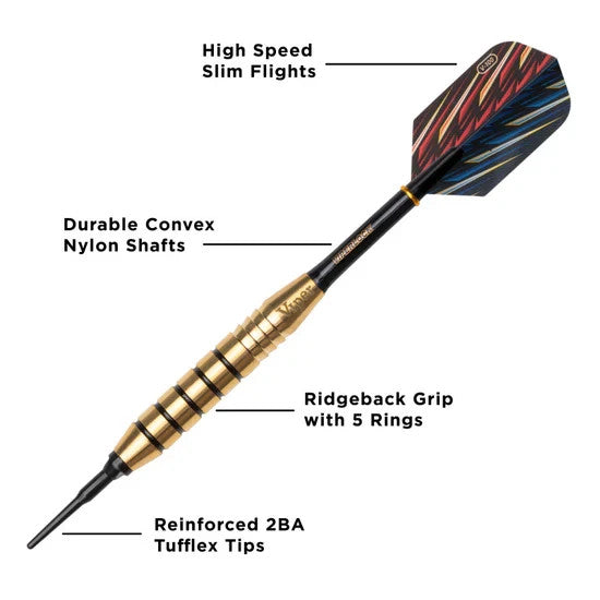 Elite Brass Soft Tip Darts 20 Gram - GLD 20-0104
