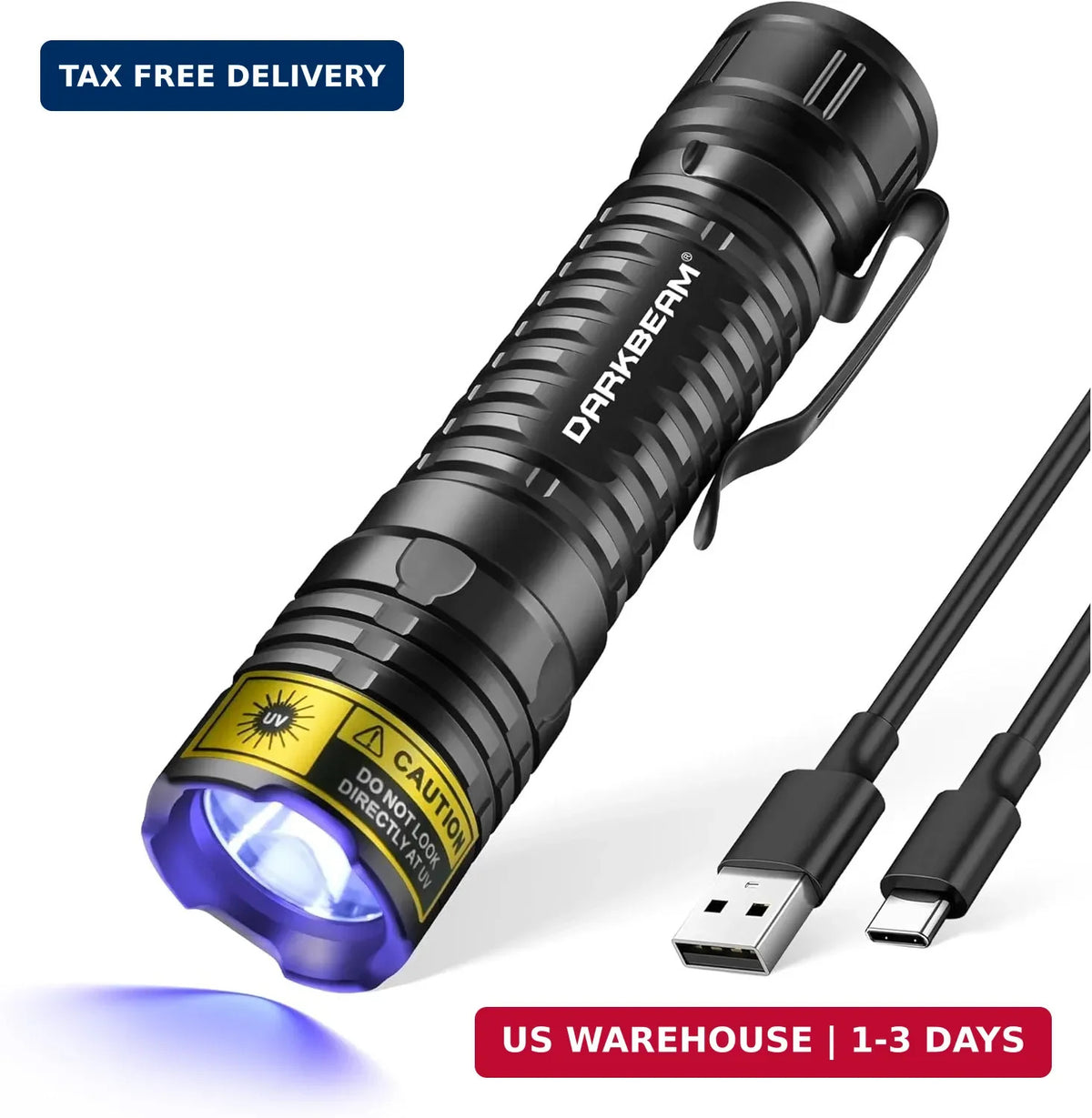 Mini UV Blacklight Flashlight 395nm Portable UV Torch for Detecting Urine Glass Minerals