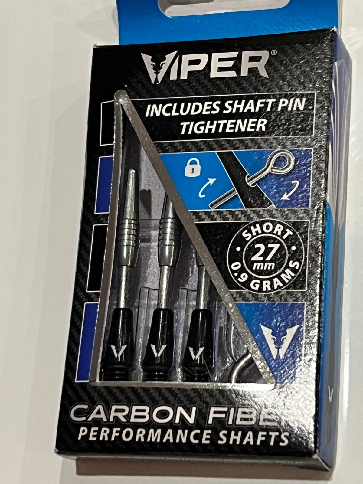 Viper Carbon Fiber Short Dart Shafts 27 mm Grey/Black – 3 Pack