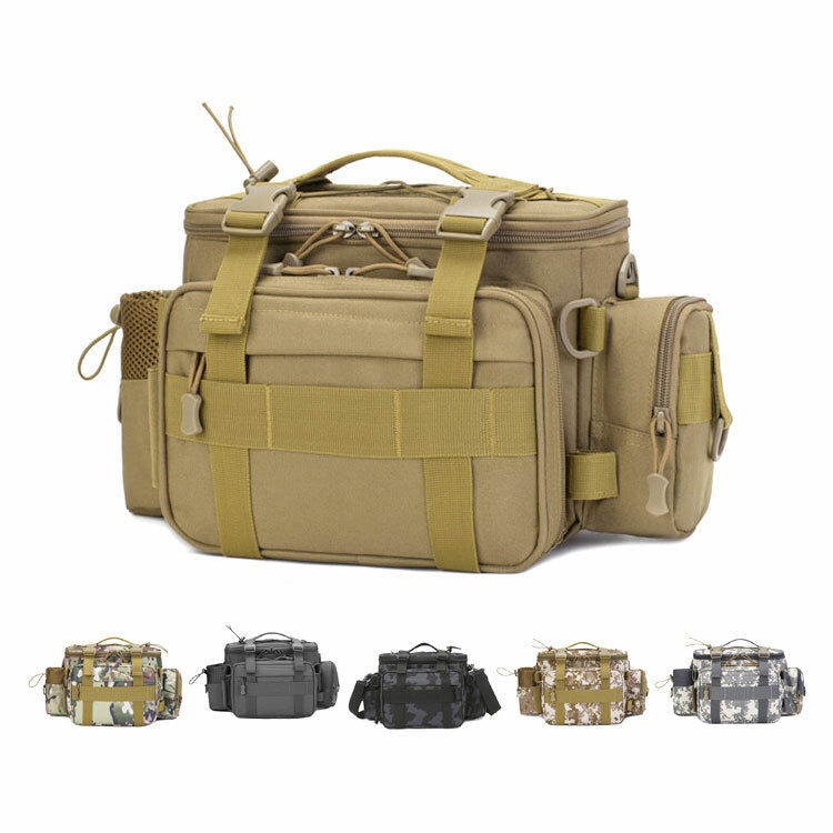 Water-Resistant Fishing Tackle Bag with Multiple Storage Pockets and Adjustable Strap