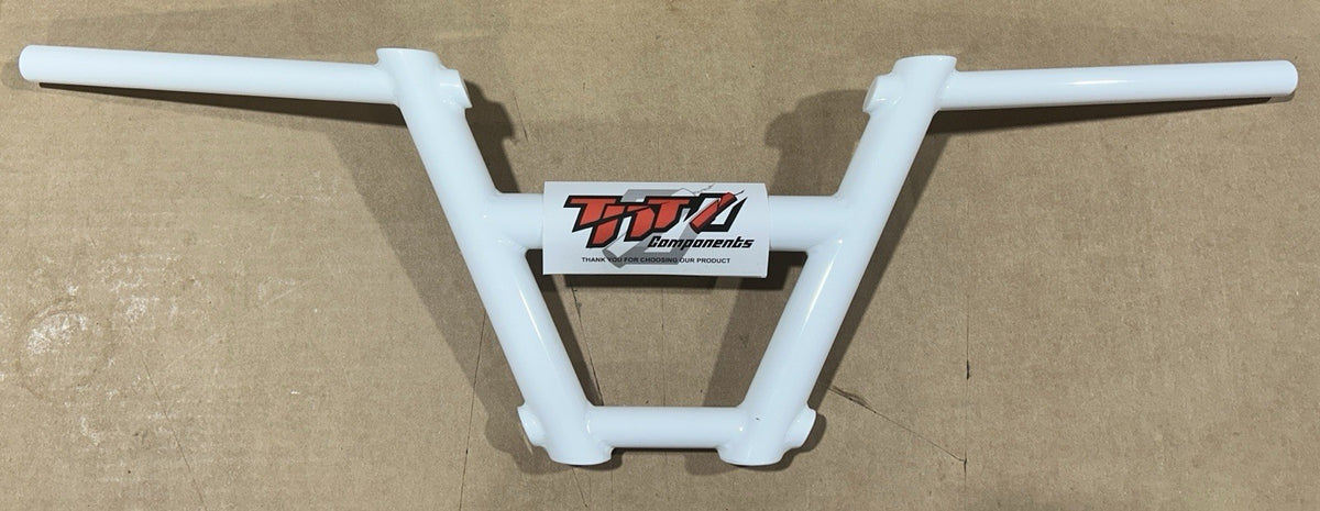 BMX Handlebar 8-Inch Rise White - Heavy-Duty 6-Piece Riser Bar