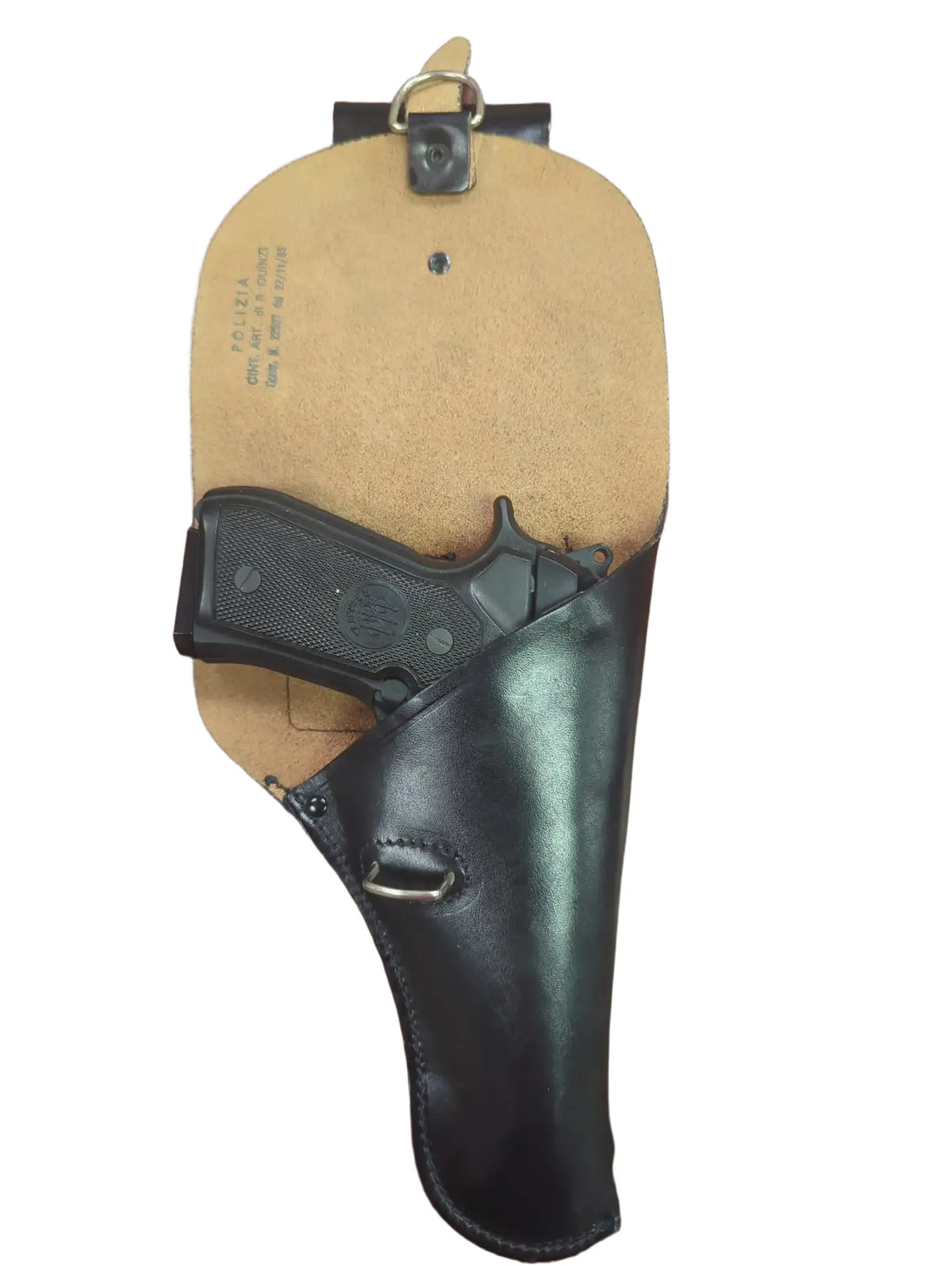 Italian Army Leather Holster for Beretta 92FS & Similar Large-Frame Pistols - Black