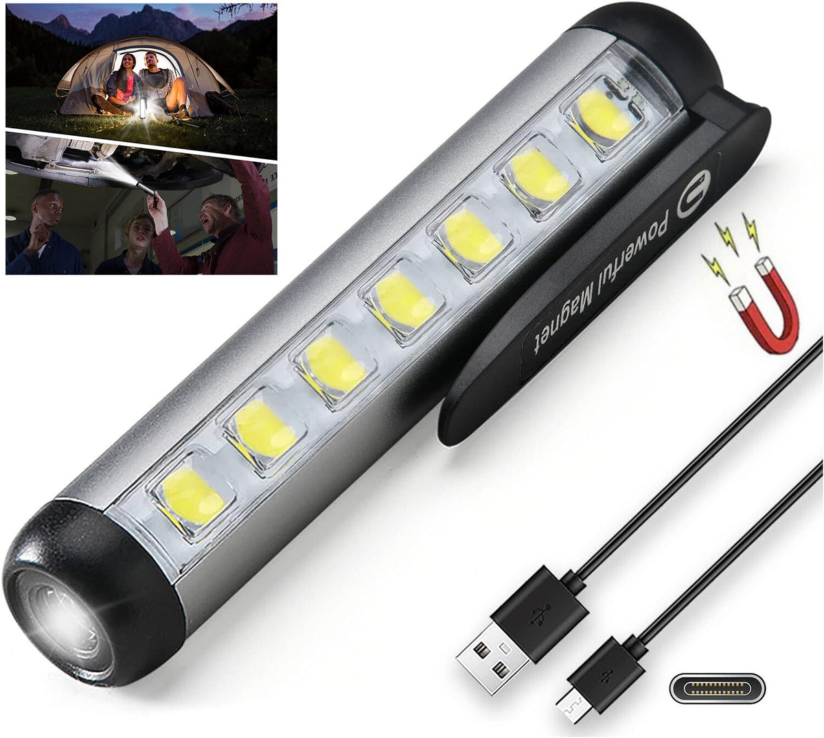 Rechargeable Magnetic LED Work Light IPX4 Waterproof Penlight