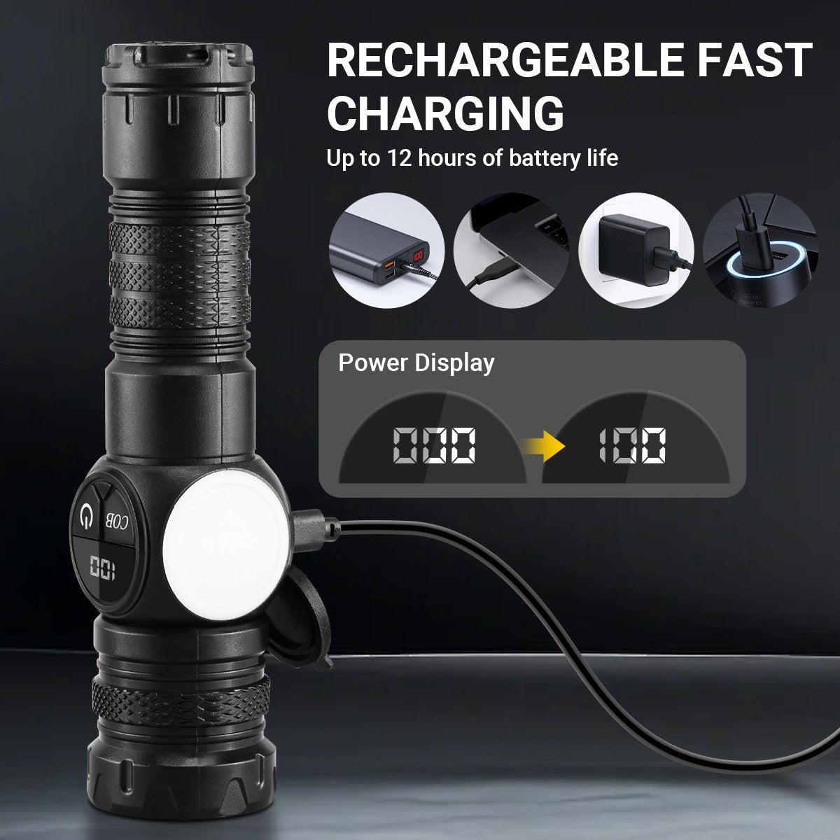 Rechargeable LED Work Light with Magnetic Base and Multi-Mode Brightness