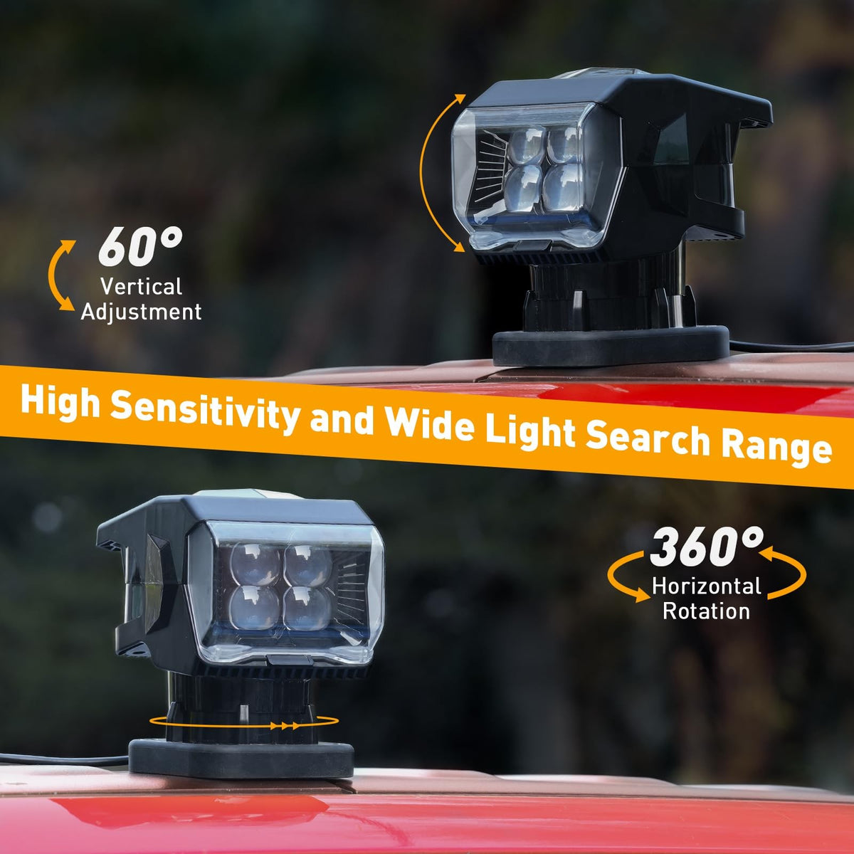 Remote Control LED Spotlight for Truck Off-Road Search Light 50W 360°