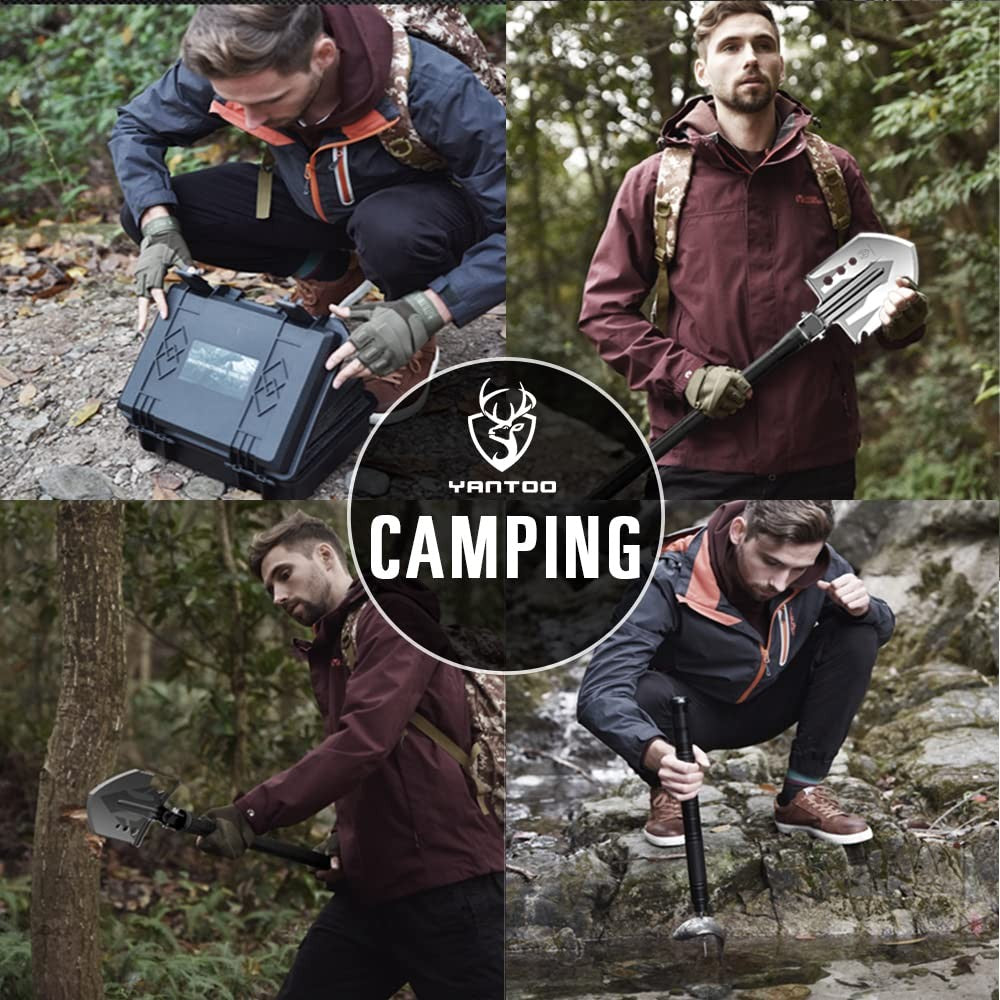 Camping Shovel 23-in-1 Folding Multi-Tool with Detachable Spade Kit