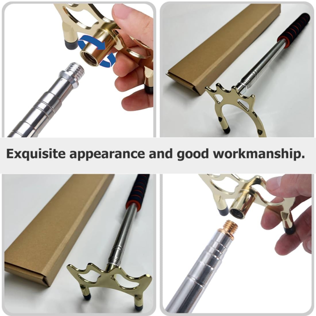 Retractable Billiards Bridge Stick with Brass Head – Extendable Cue Bridge