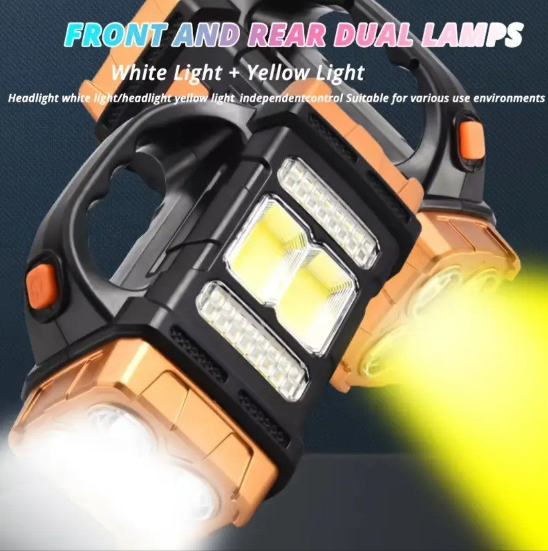 Solar Rechargeable LED Lantern Flashlight with Power Bank for Camping Emergency