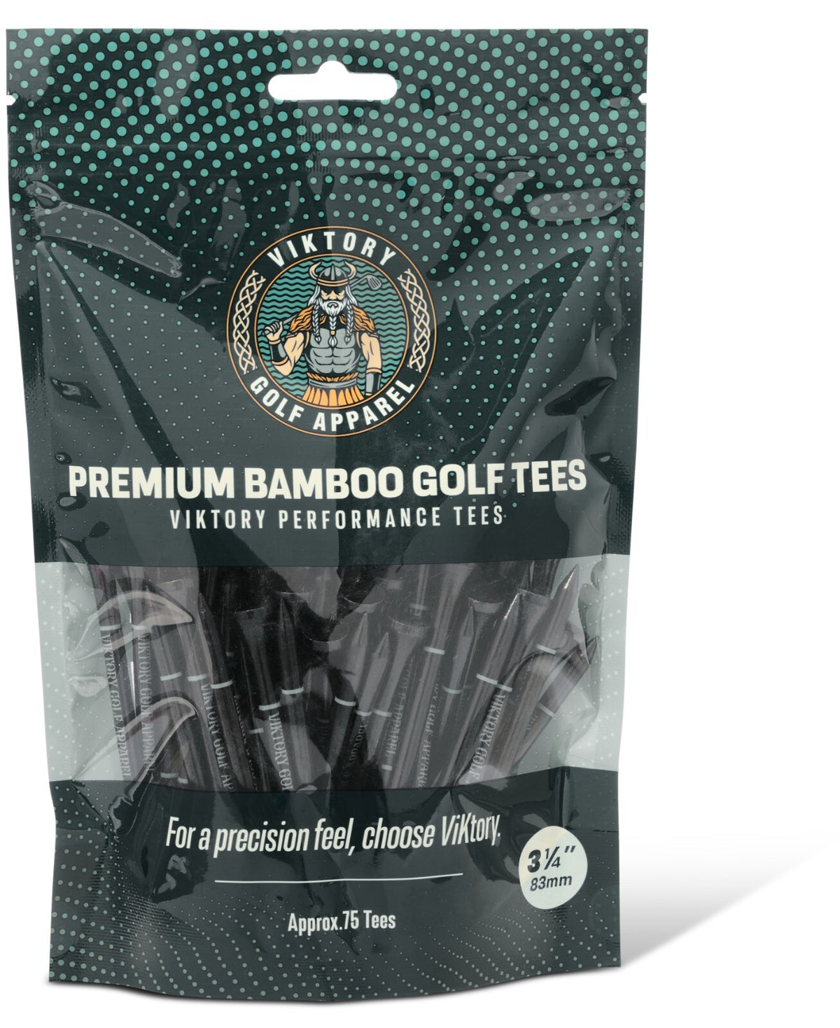 Premium Bamboo Golf Tees - 75 Pack, 3-1/4" (83mm), Durable & Long