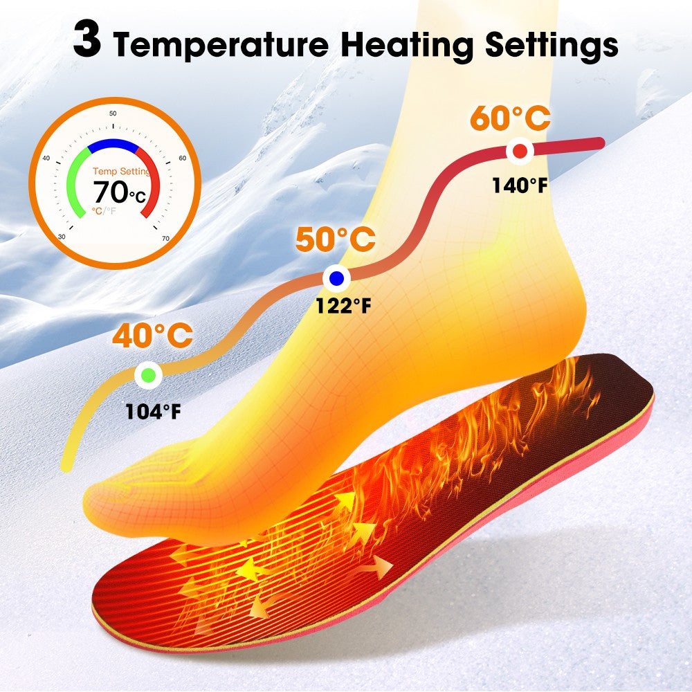 USB Rechargeable Heated Insoles for Men and Women Foot Warmer with App Control