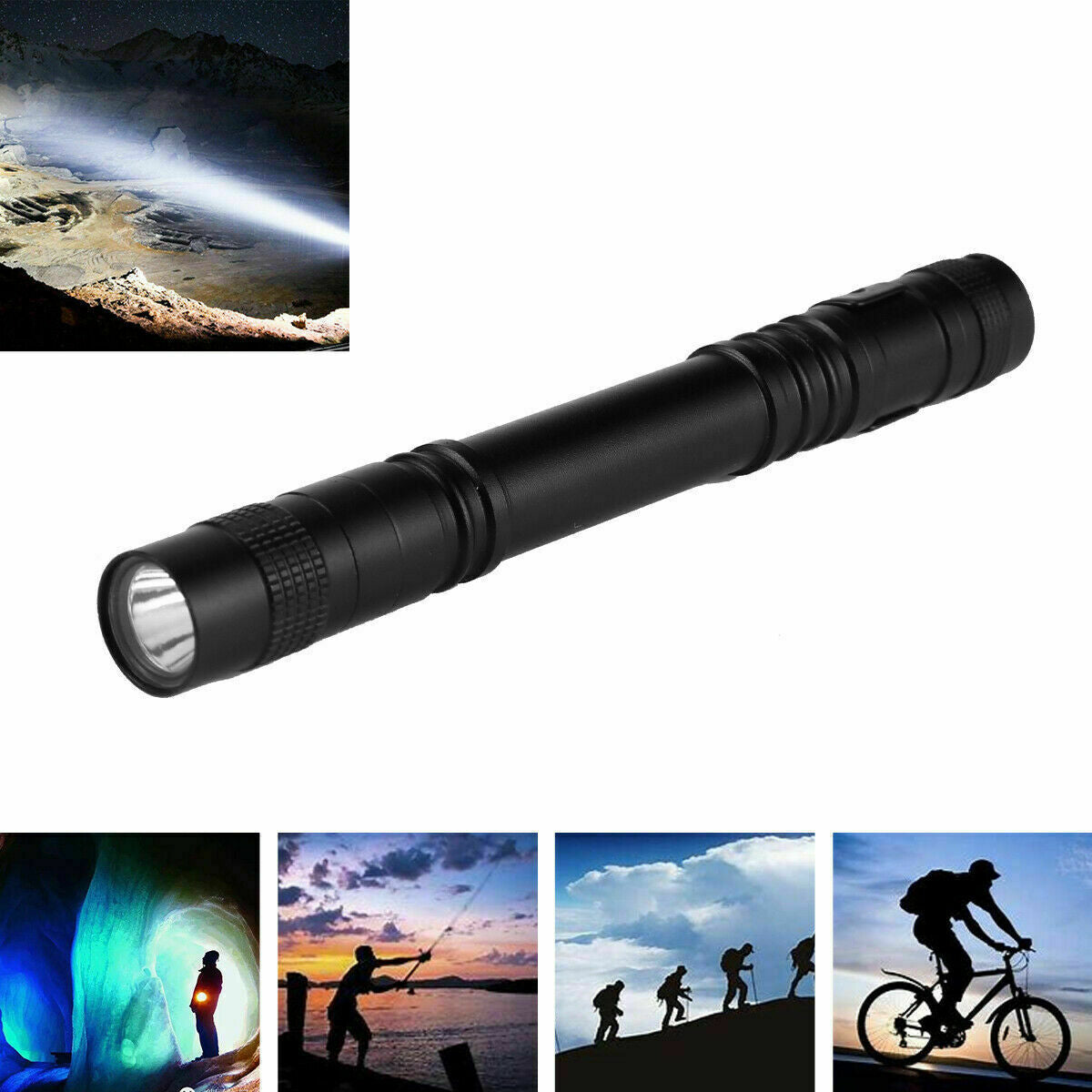Portable Pen Flashlight 5 Pack, Compact Aluminum Torch with Clip - High Brightness, Waterproof for Camping and Outdoors
