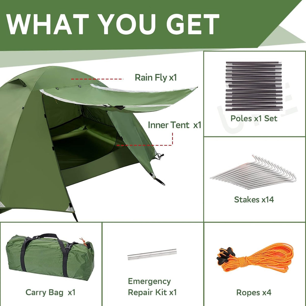 Lightweight Camping Tent for 1-6 Persons - Backpacking & Outdoor Gear