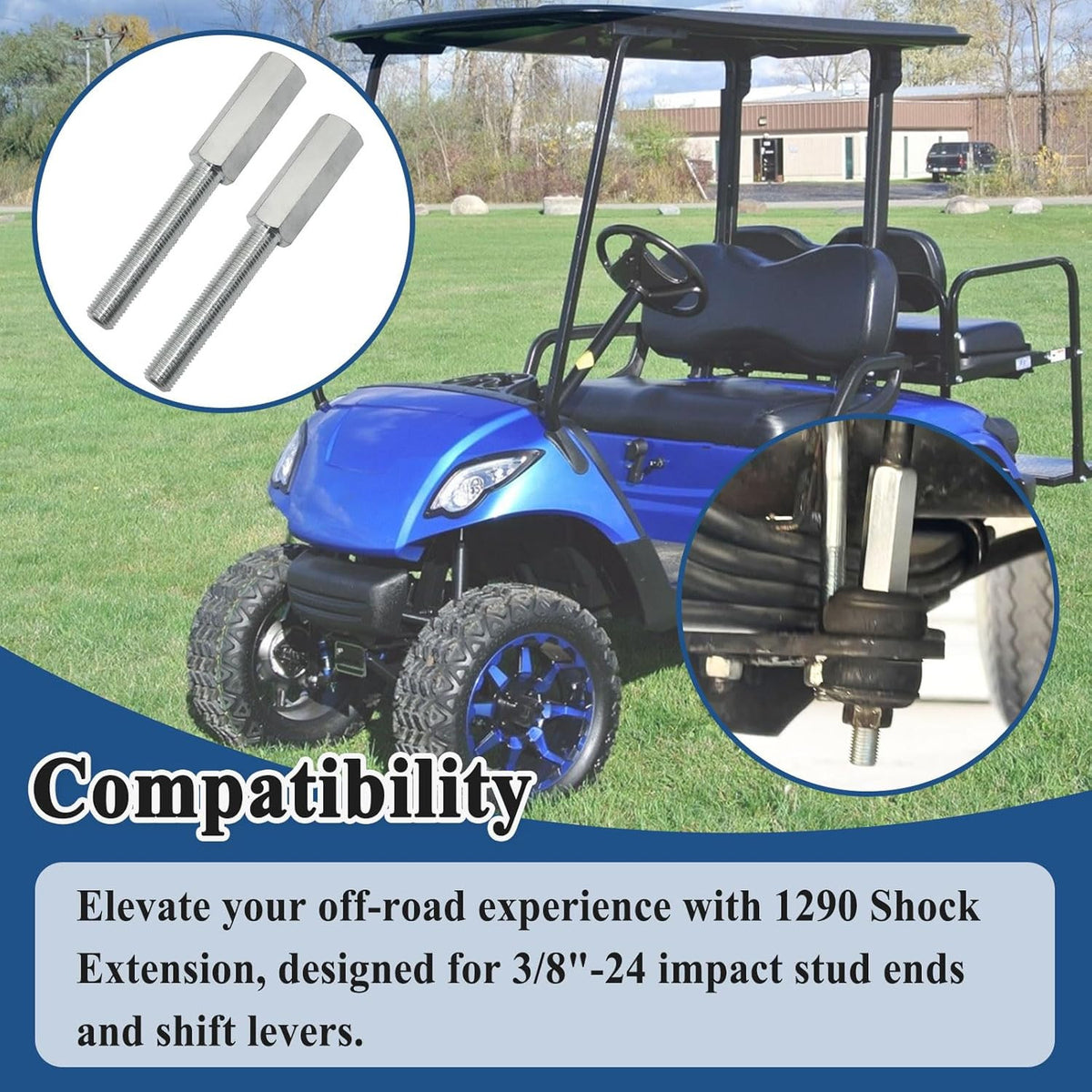 2 Pack Shock Extension for Vehicle Suspension - 3 Inch Length, 3/8-24 Thread