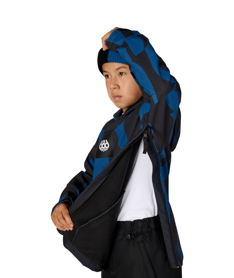 Waterproof Hooded Sweatshirt for Boys - Medium, Blue Ash Shapes