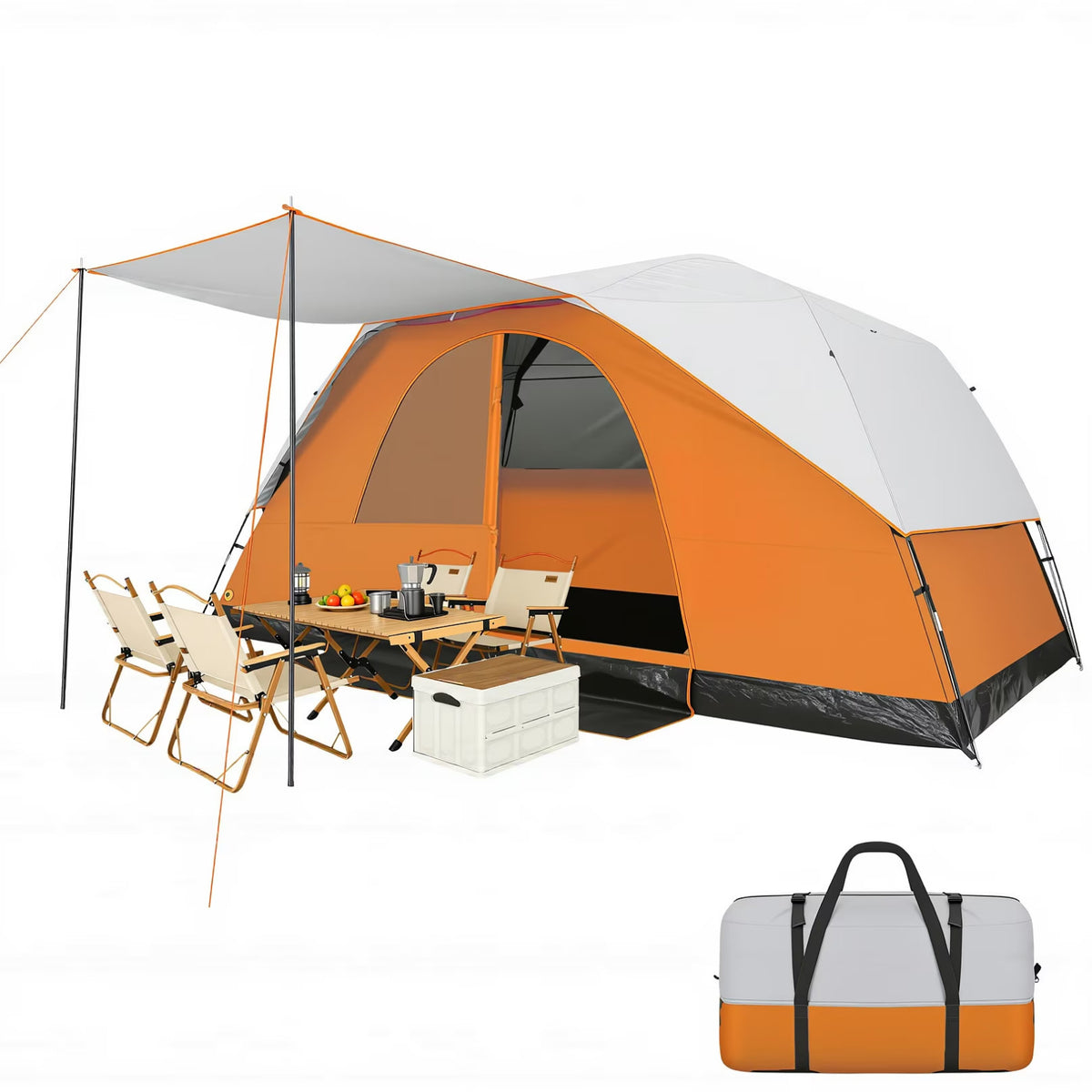 10-12 Person Camping Tent with Rainfly and Screen - Easy Setup, All-Weather Waterproof