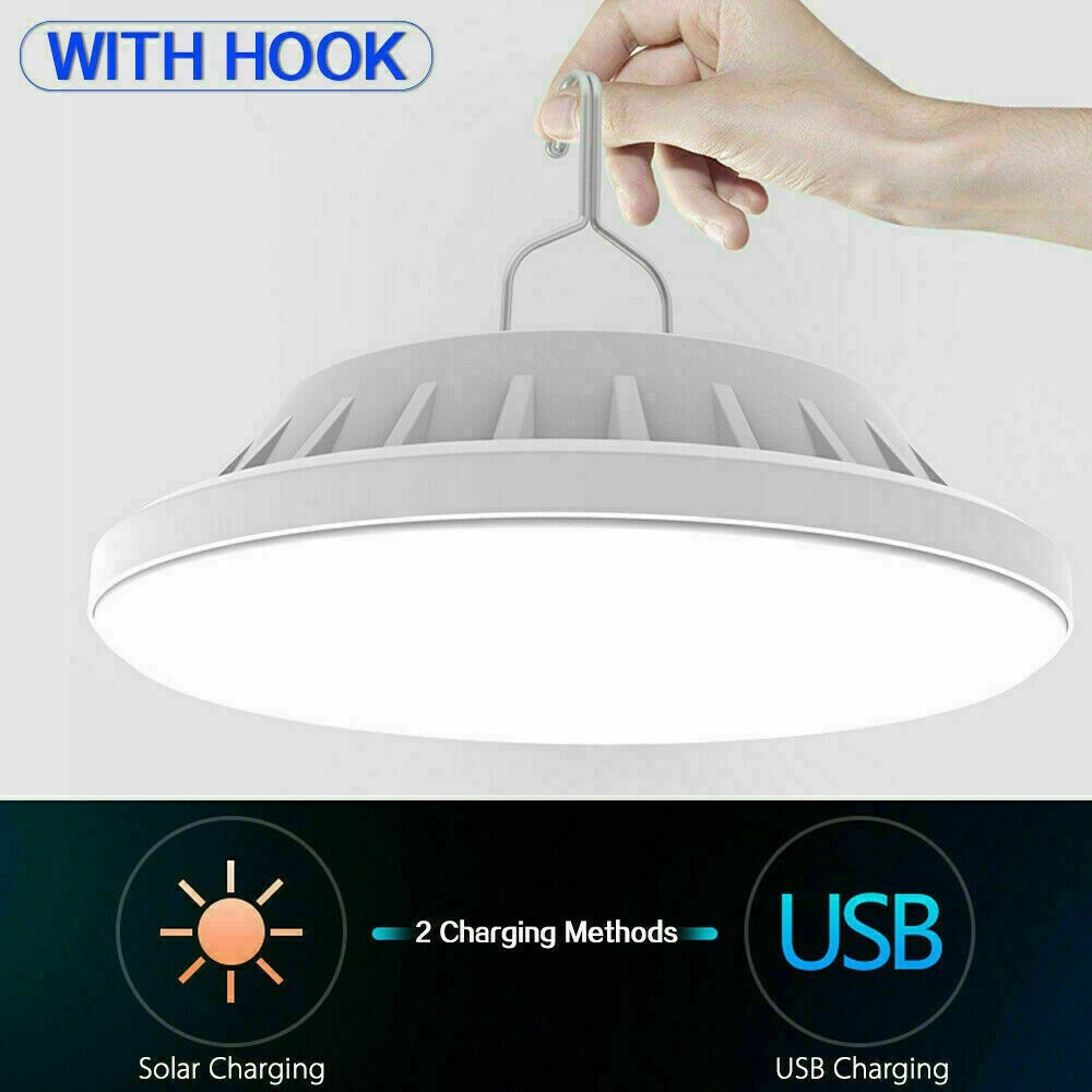 Rechargeable LED Camping Lantern with Solar & USB Power Bank