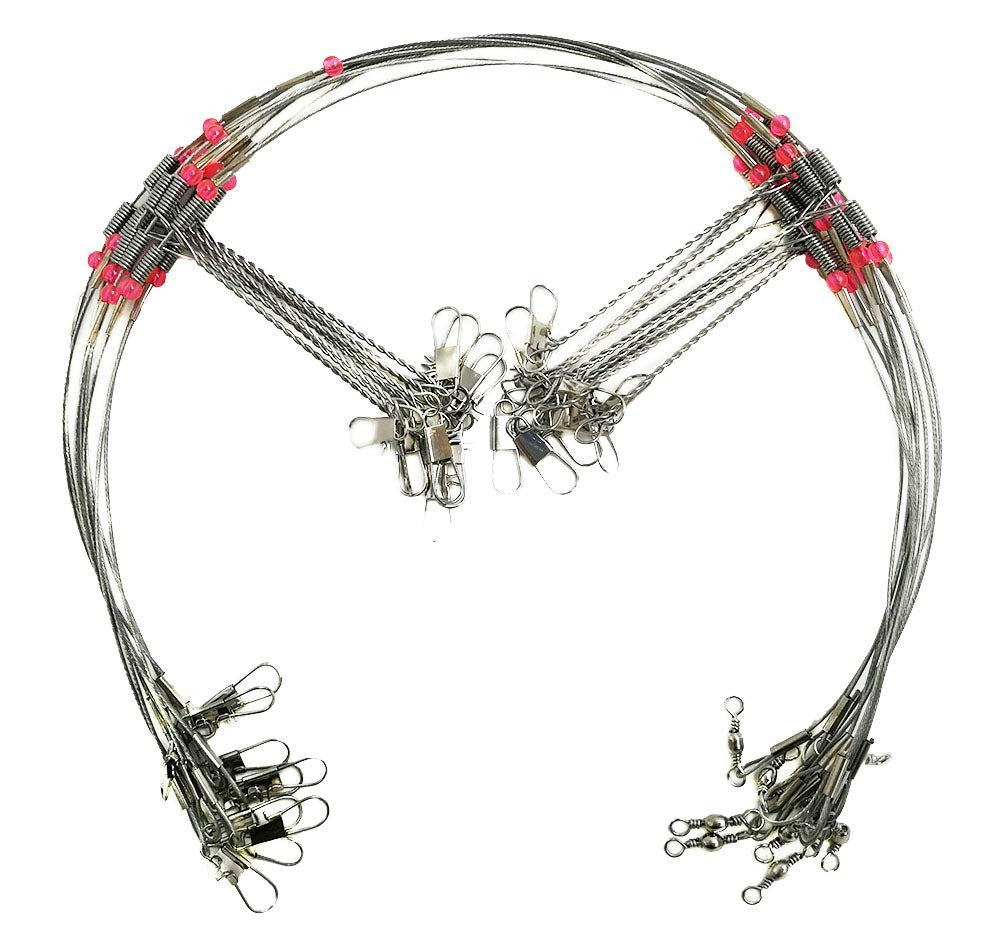 Saltwater Fishing Wire Leaders Set 10pcs Hi-Low Rig Tackle with Swivels