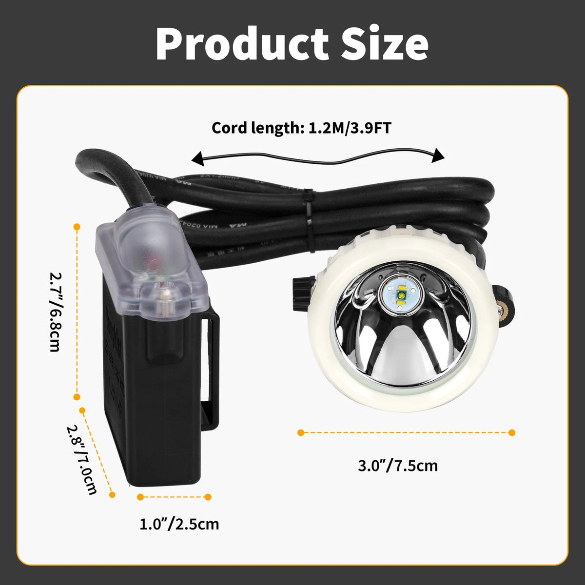 Rechargeable LED Mining Headlamp with 1+2 Super Bright White & Red Lights