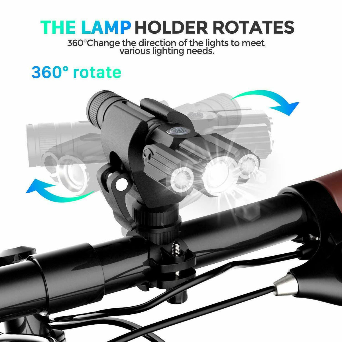 Rechargeable 500LM Bicycle Front & Rear LED Headlight Set with Zoomable & Swivel Features