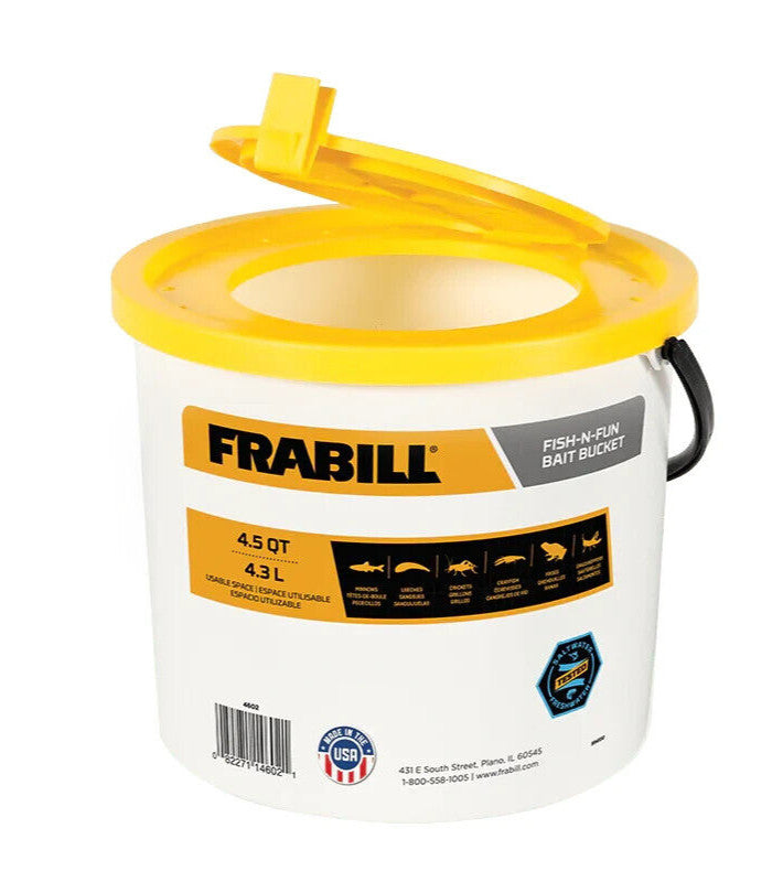 4.5 Qt Fish-N-Fun Live Bait Bucket for Minnows & Shrimp - Compact Design