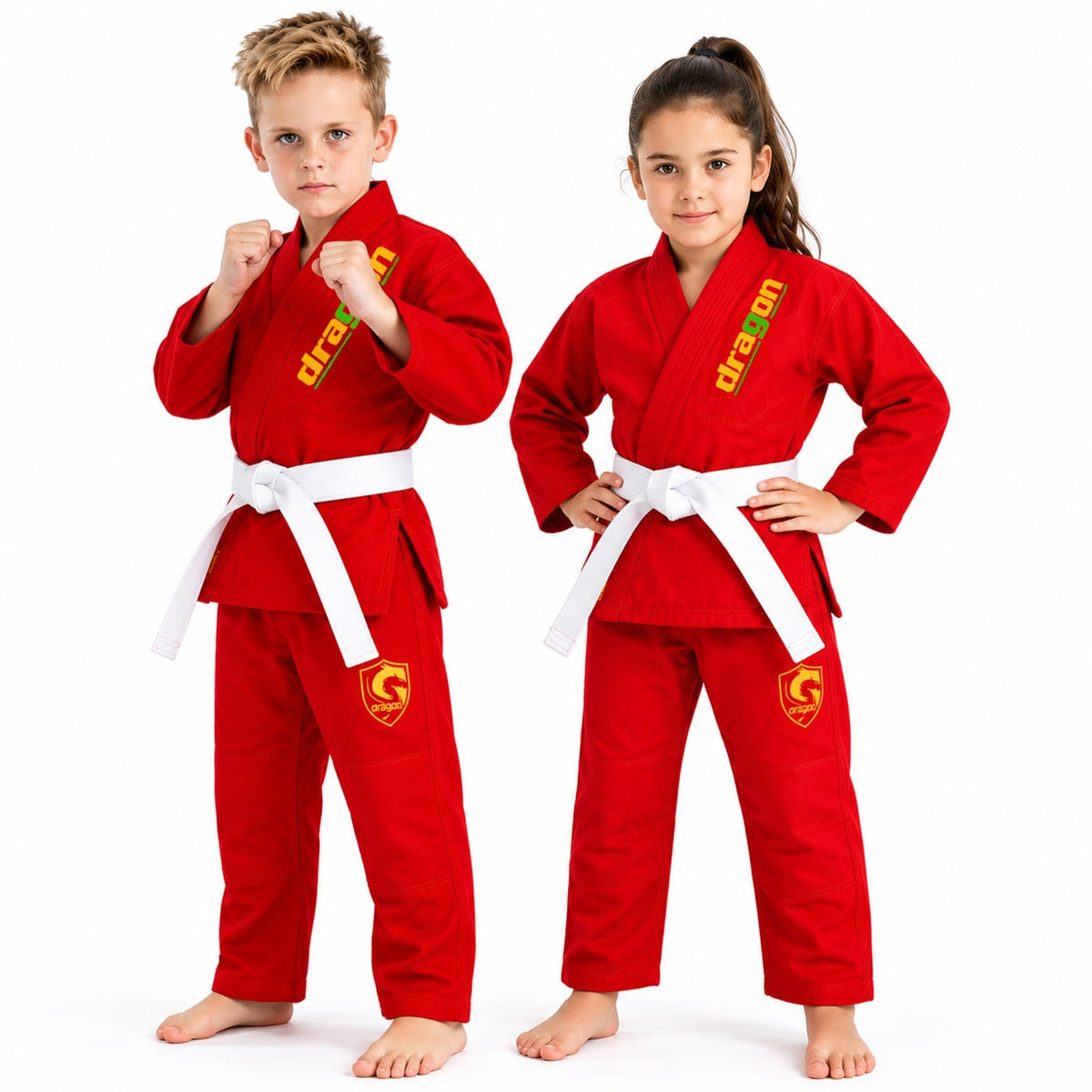 Kids Brazilian Jiu-Jitsu Gi Uniform Set with Belt & Bag - Red