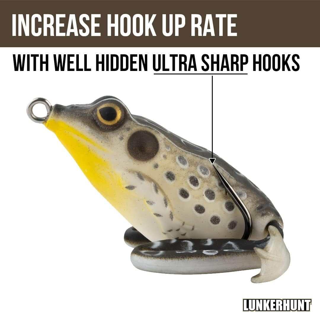 3 Pack Frog Fishing Lures 1.75" Croaker Color Topwater Weedless Bait