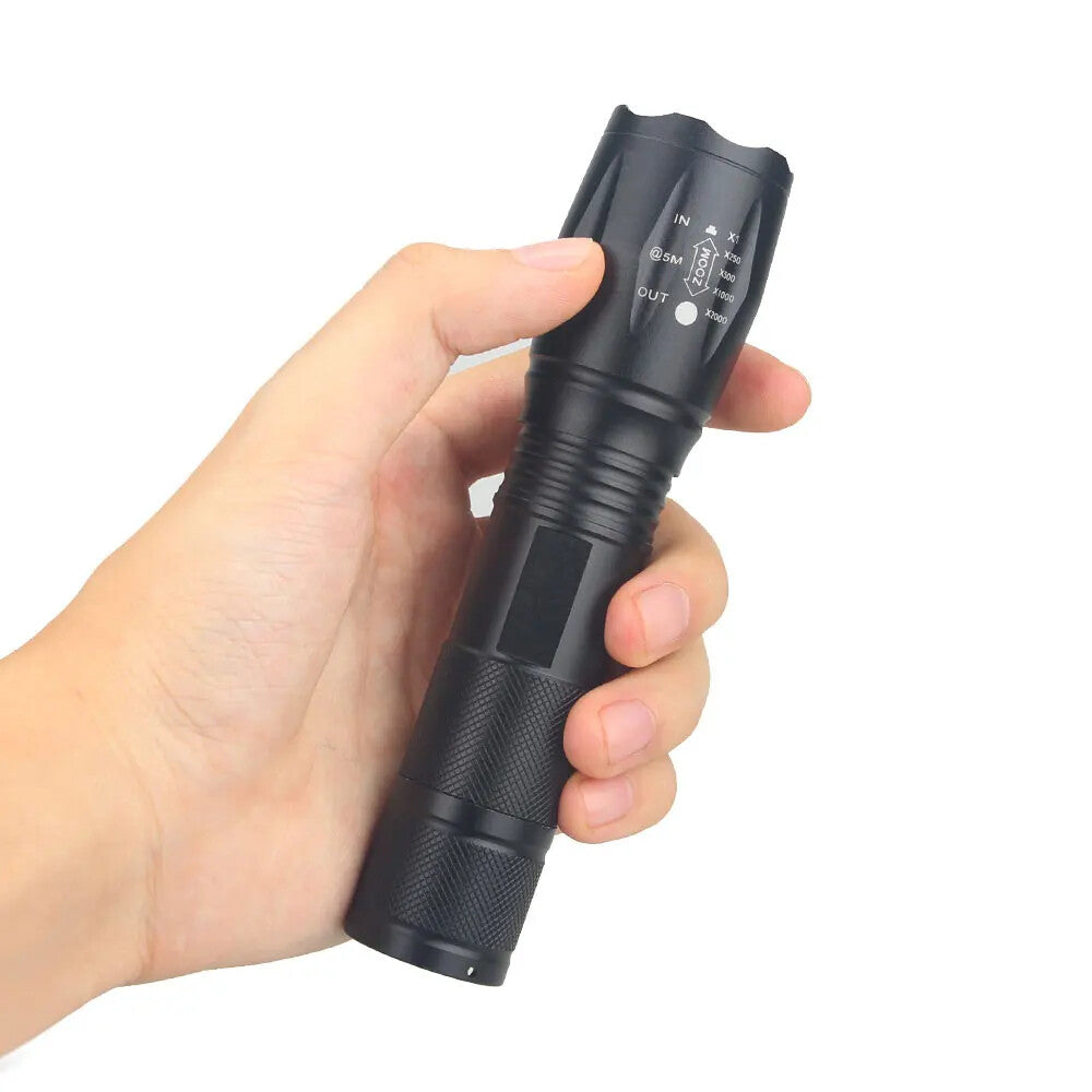 2-in-1 Tactical LED Hunting Flashlight with Zoomable Torch, Red/White Light