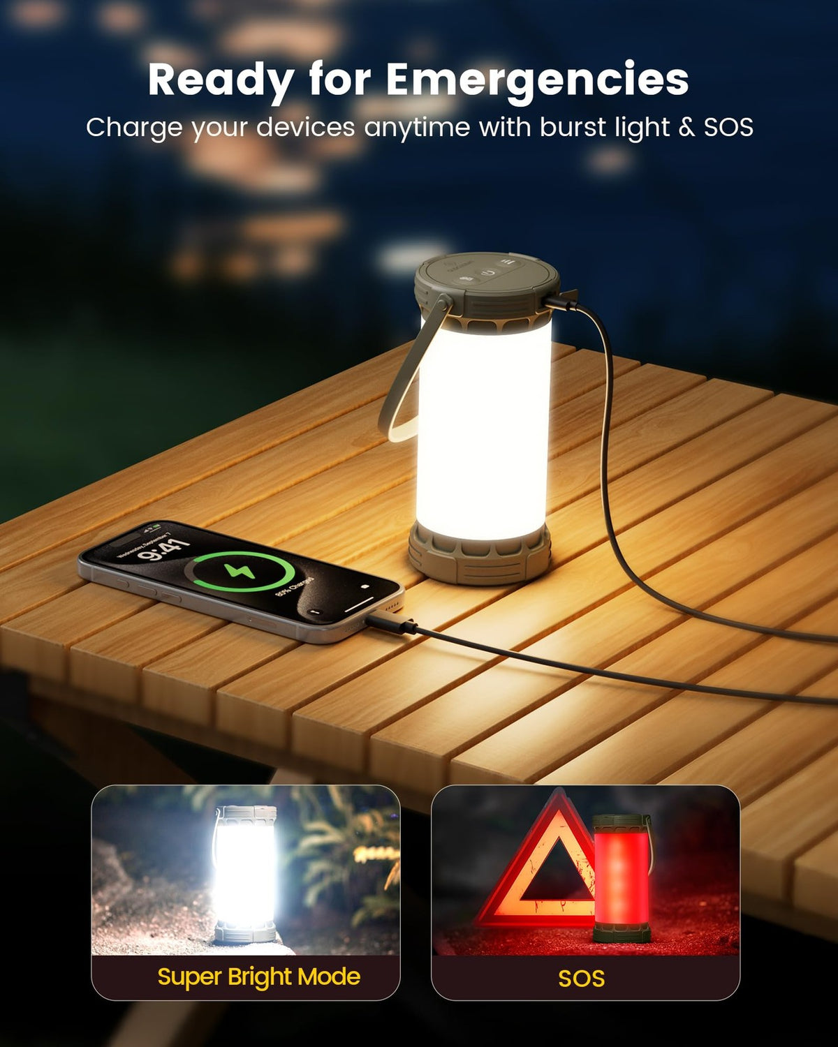Ultra Bright Camping Lantern with 135 LEDs, 200H Runtime & 5000mAh Battery