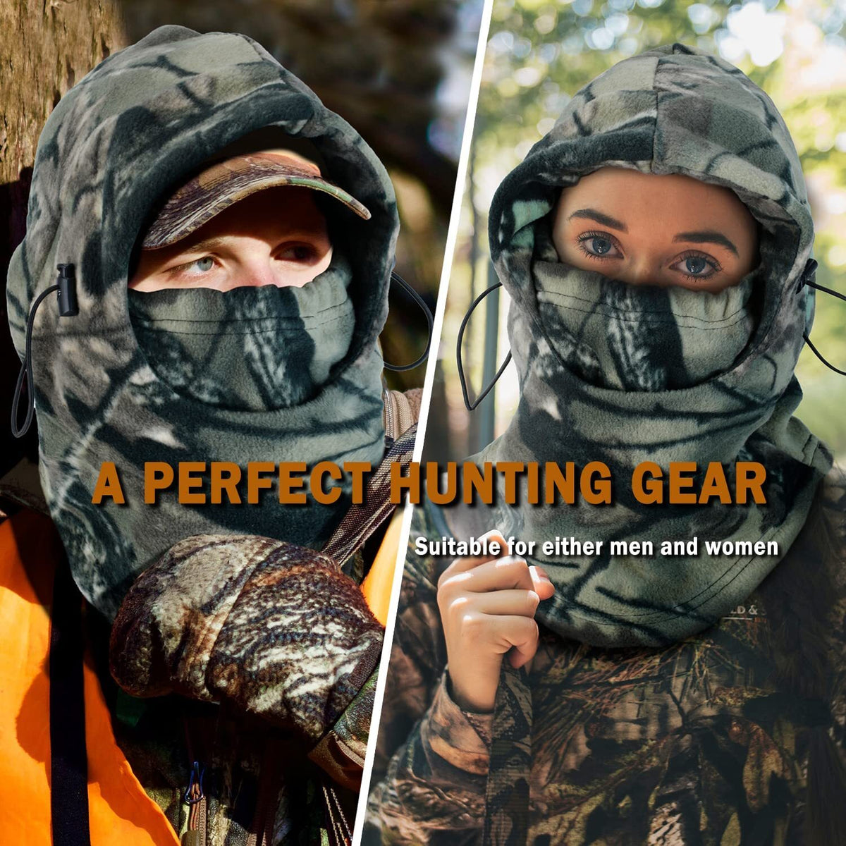 Unisex Winter Balaclava Face Mask with Camo Pattern - Windproof Fleece Hat Hood for Hunting & Skiing