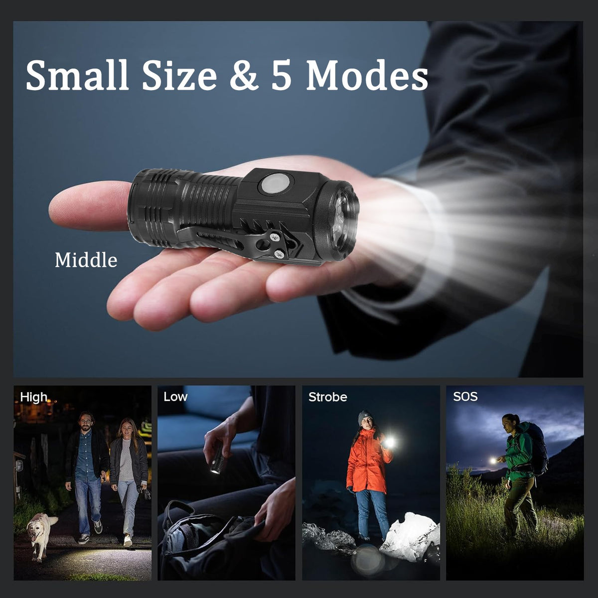 Mini Waterproof 3-Eyed Monster Flashlight with 5 Modes for Outdoors