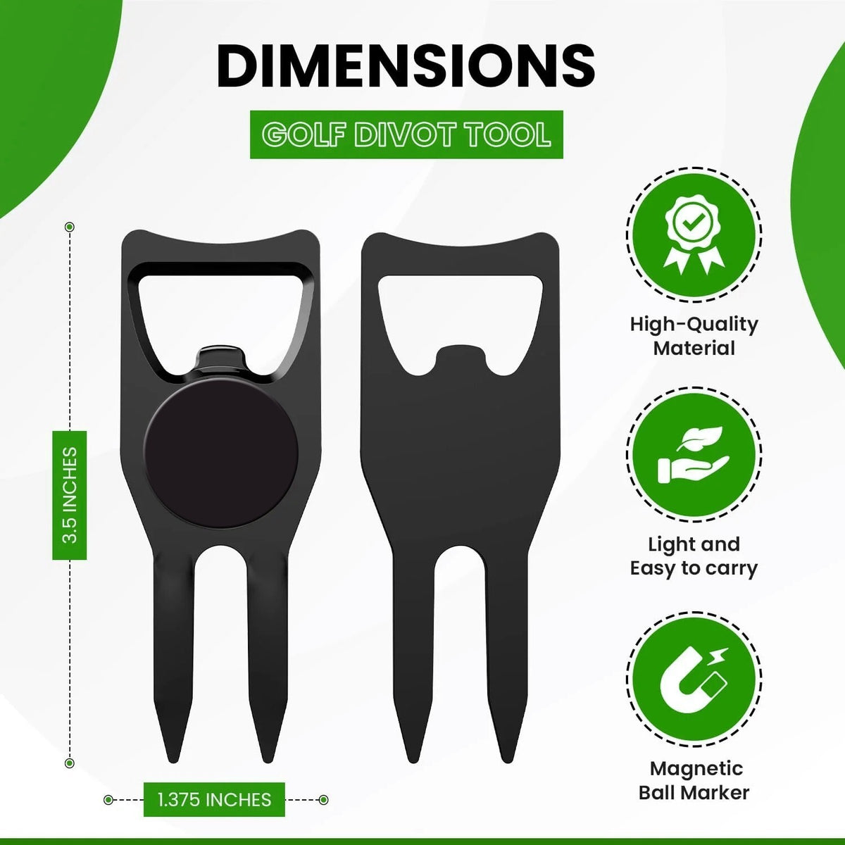 Golf Divot Repair Tool 6-in-1 Multifunction with Ball Marker & Groove Cleaner