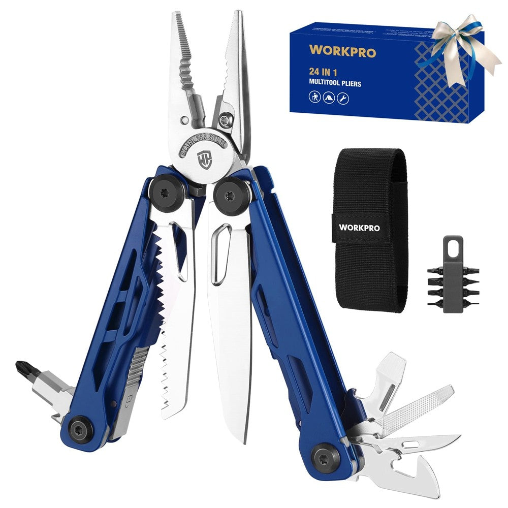 24-in-1 Multitool Pliers with Sheath - Folding Stainless Steel Pocket Tool