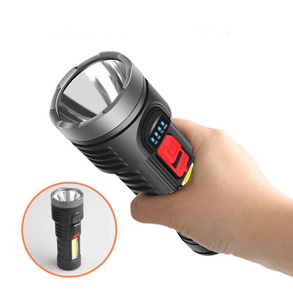 Rechargeable LED Tactical Flashlight - Waterproof Handheld Torch USB & Battery Included