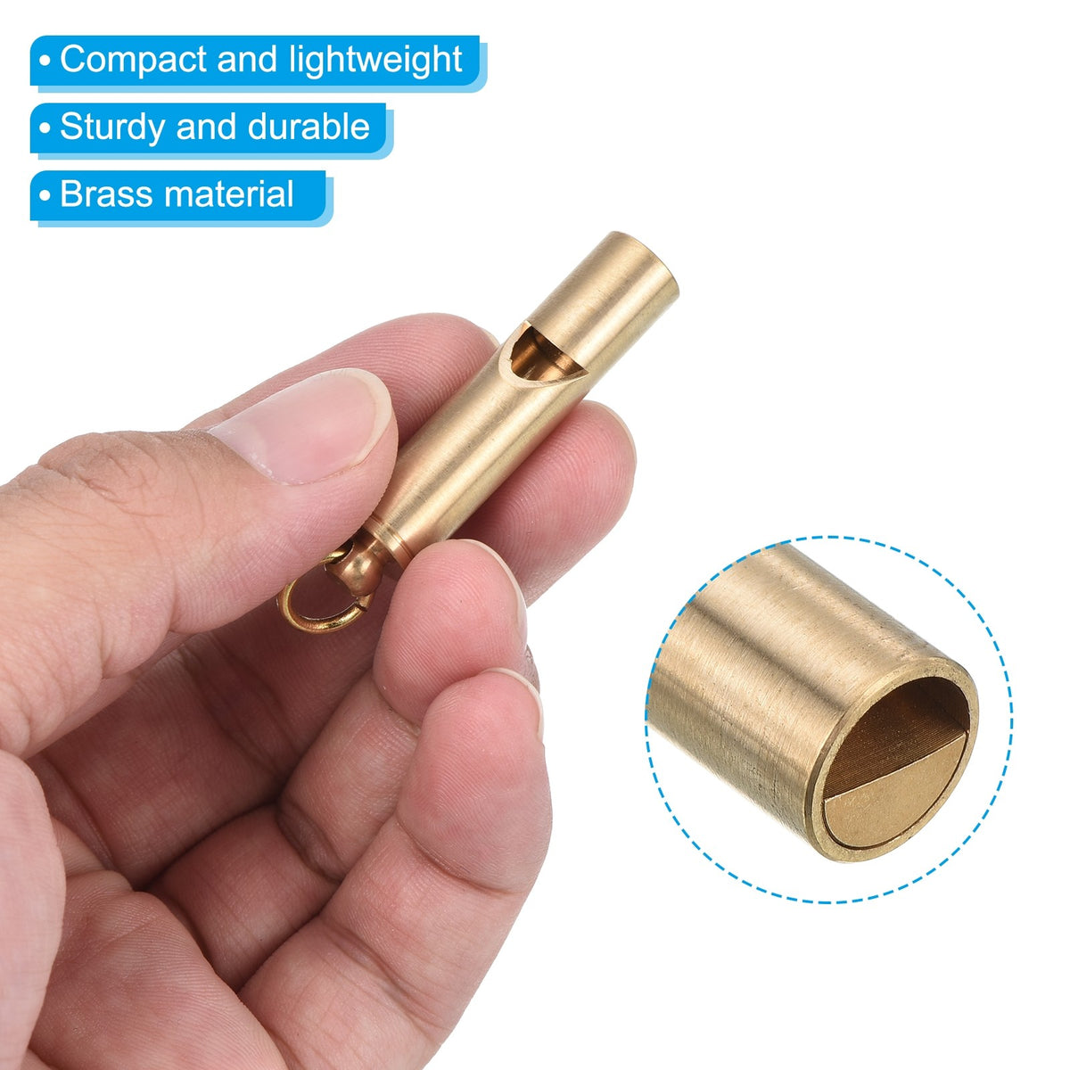 3-Pack Brass Emergency Whistles for Camping & Outdoor Survival