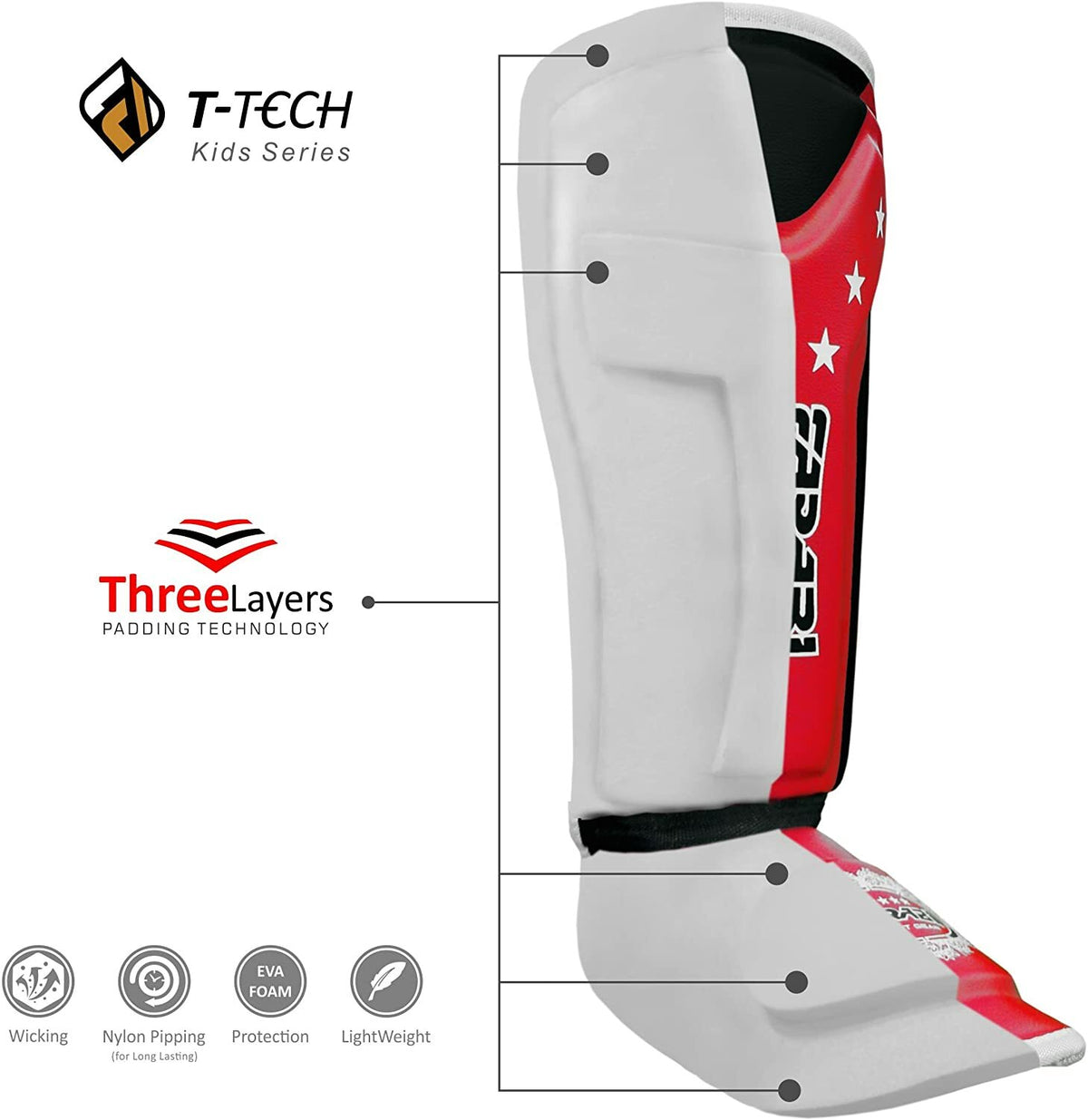 Kids Boxing Shin Guards with Gel Padding - Junior Training Protective Gear