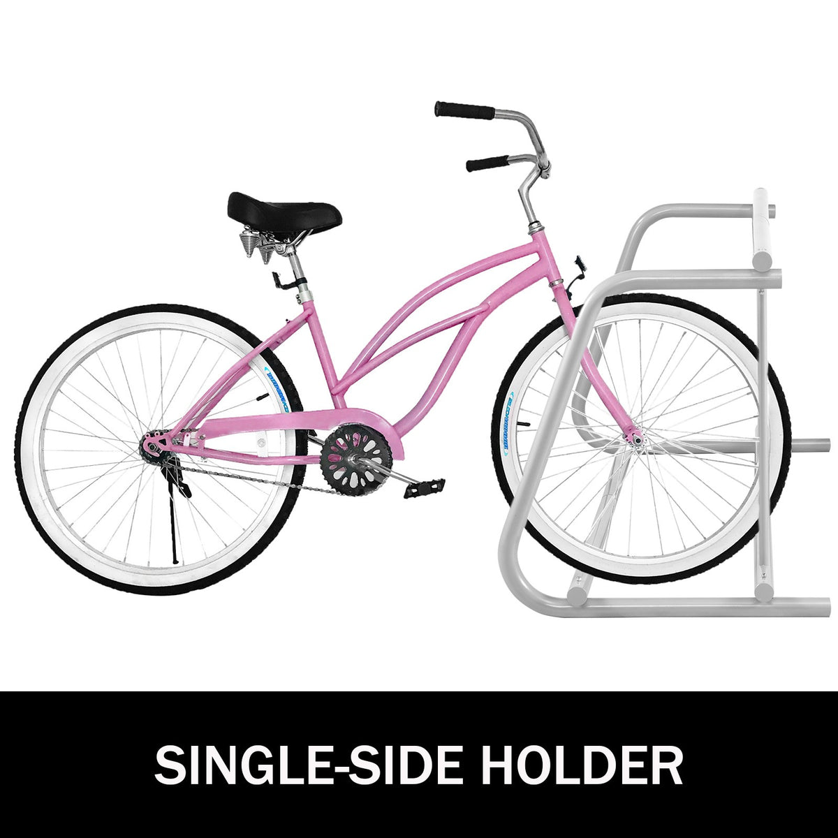 9-Bike Floor Bike Rack with Stability Stand - Single-Side Bicycle Storage