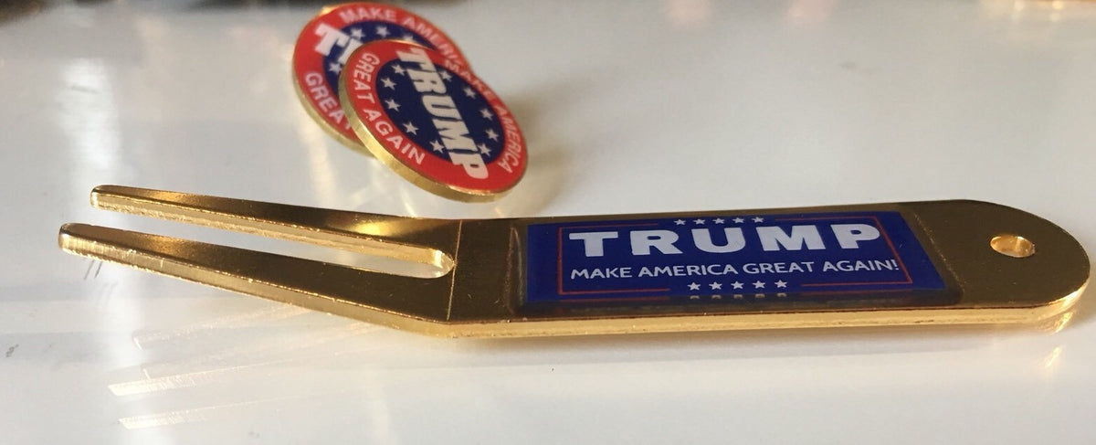 Golf Ball Markers and Divot Tool Set - Trump MAGA President America Gift