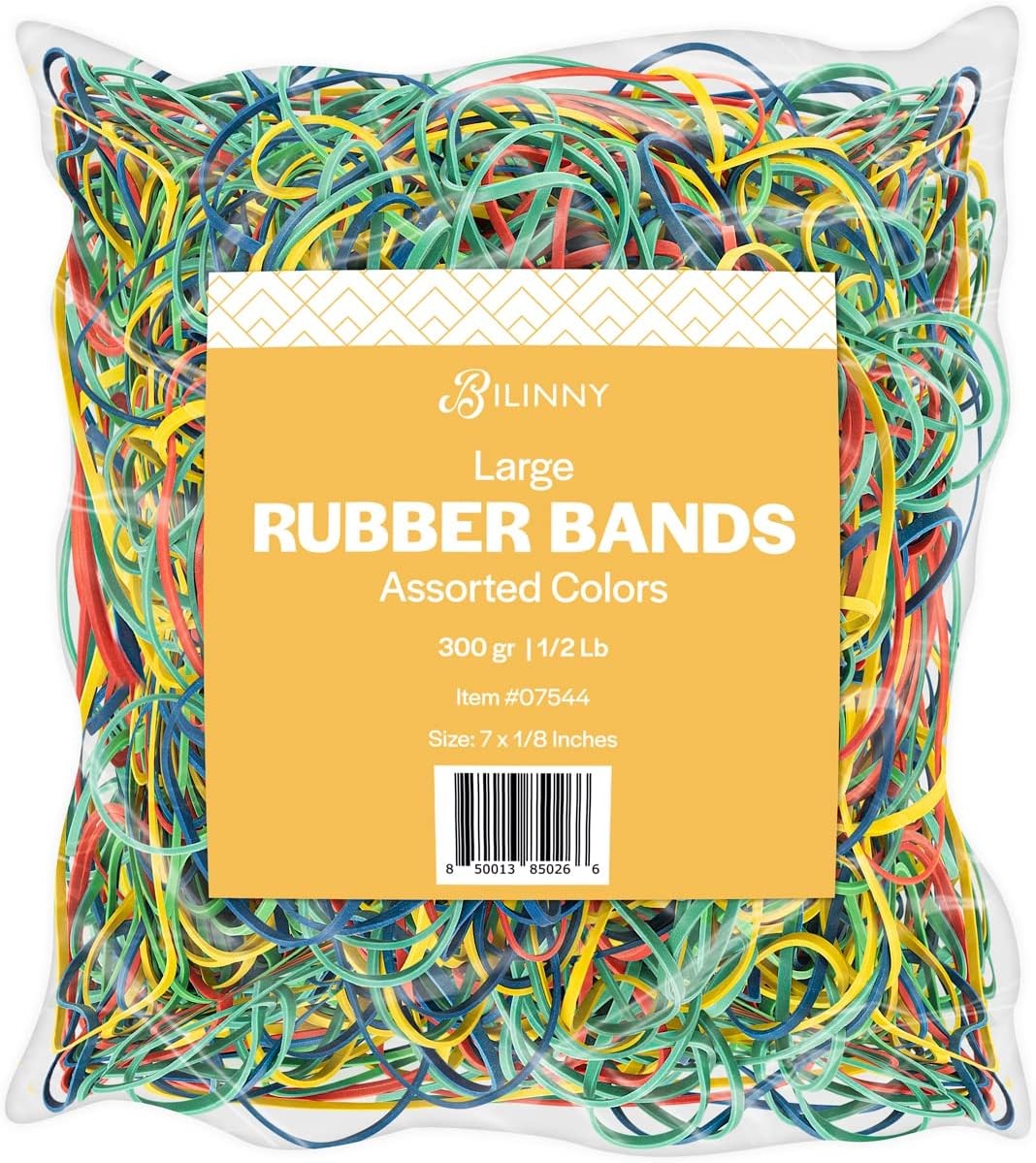 Heavy Duty Rubber Bands 1/2 LB Multicolor 7x1/8 Inches Bulk Pack