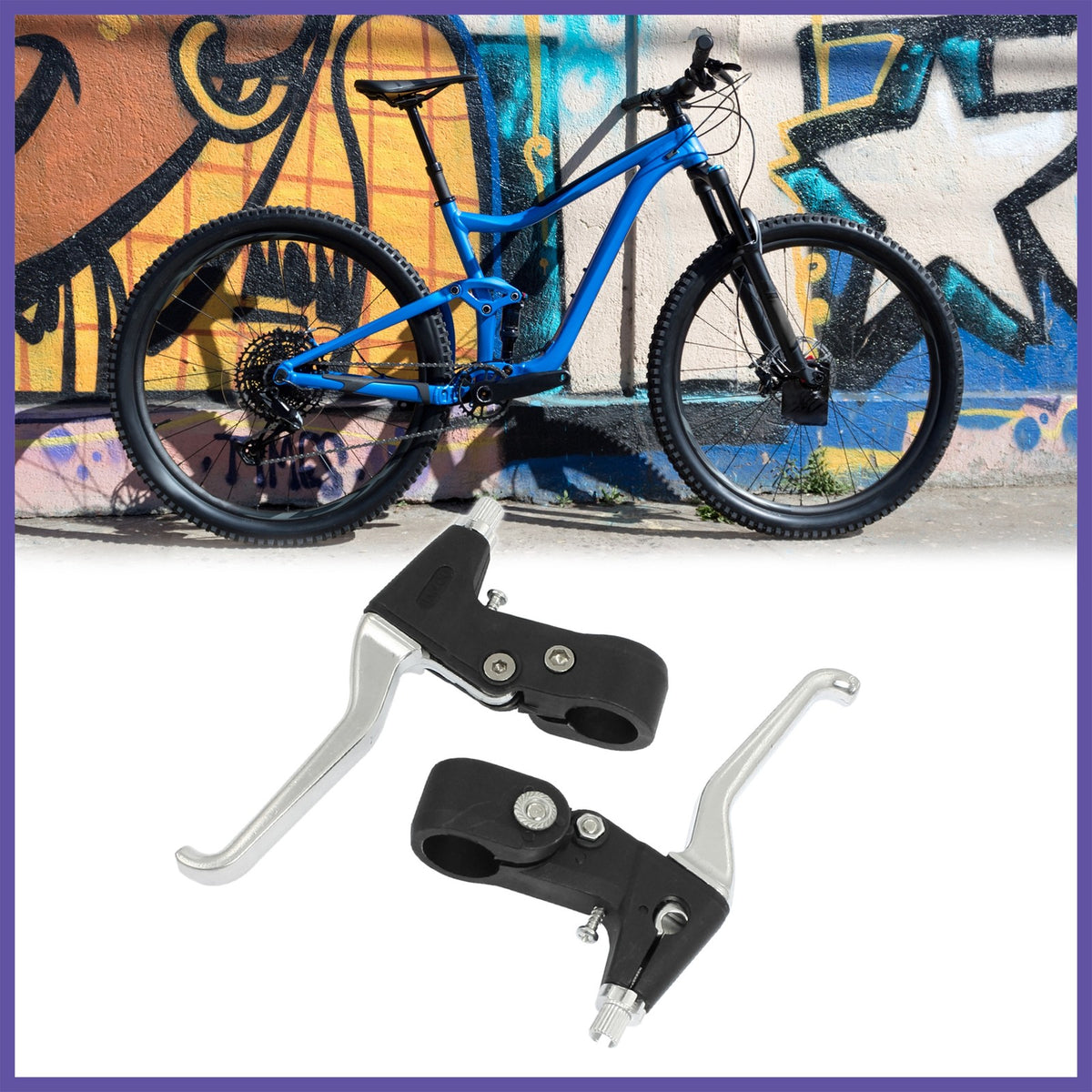 Universal 22mm Bicycle Brake Levers Set - Black & Silver Alloy Handlebar Mount