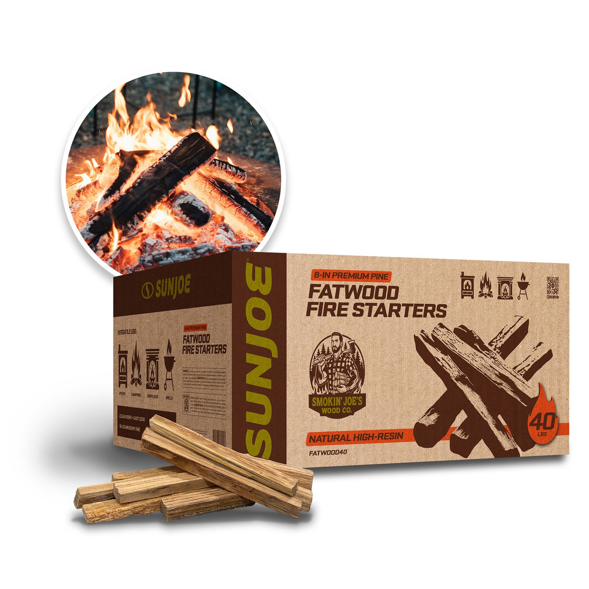 40 lb Firewood Fire Starter Sticks for Fireplace & Fire Pits
