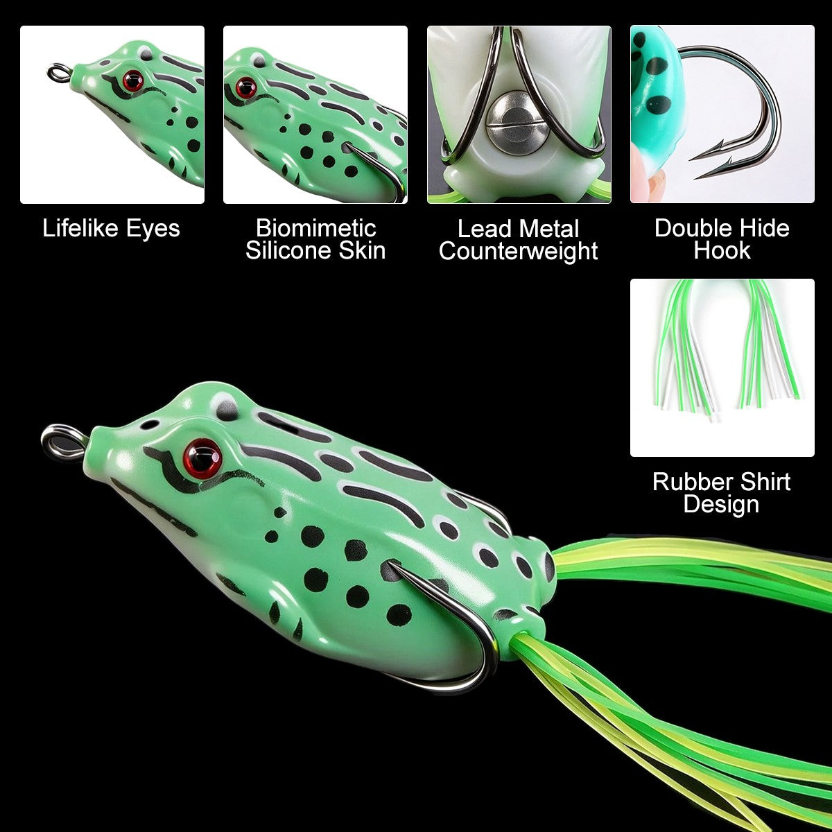 Large Topwater Frog Fishing Lures Set of 1-5 for Bass Saltwater & Freshwater